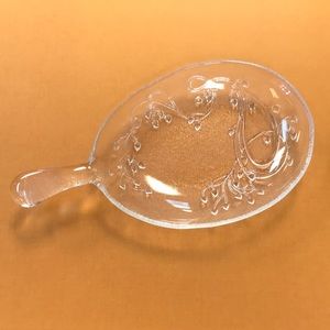Vintage Frosted‎ Glass Serving Dish with Handle
